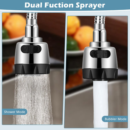 RV Kitchen Faucet, XFIRE-GEAR Camper Faucet Kitchen with Flexible Arc 360 Degree Rotatable Dual Function Sprayer, RV Sink Faucets for Motorhomes, Travel Trailers (8 Inches Apart)