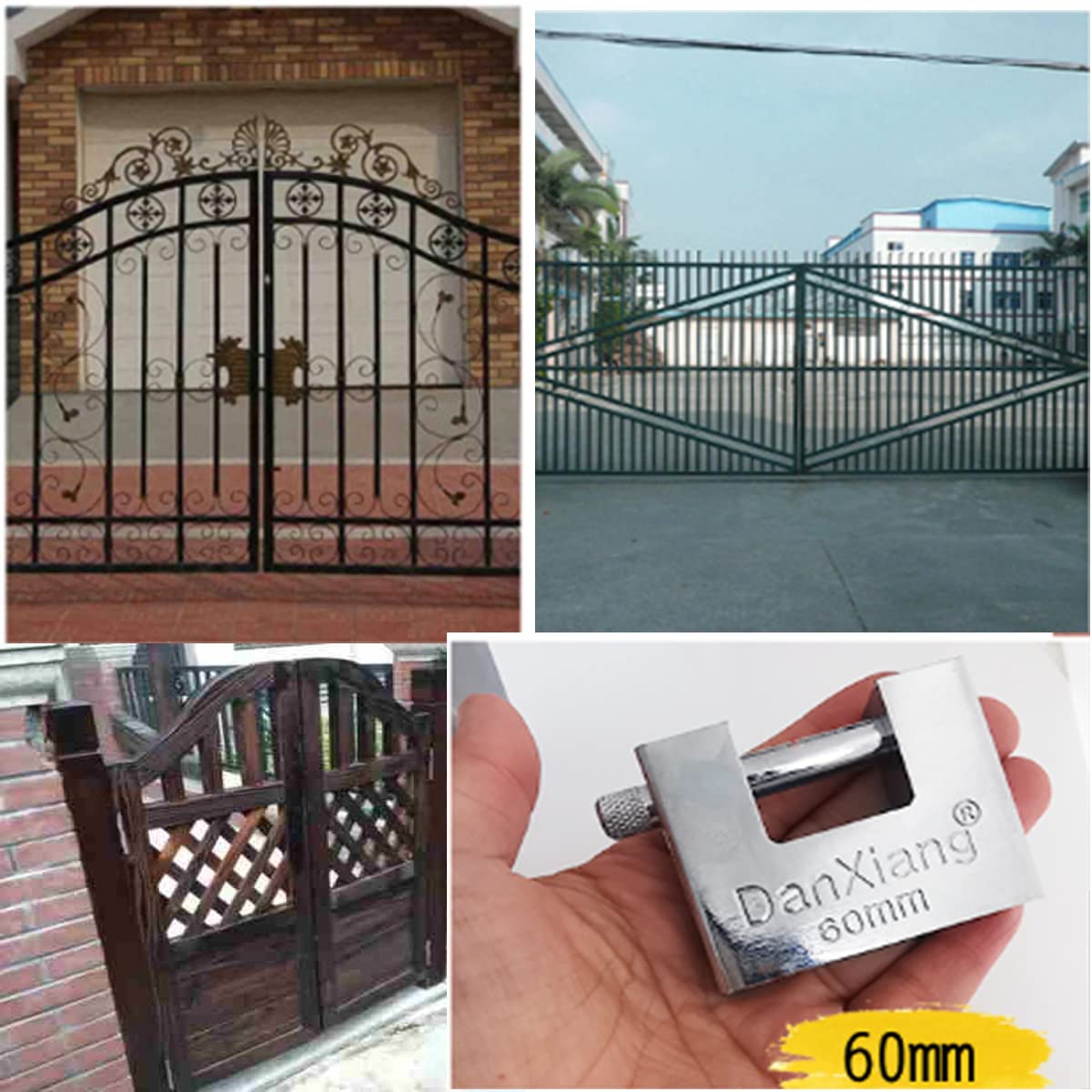 D-Shaped Heavy Duty Security Padlock with 3 Keys,Hardened Solid Steel Hardware Monoblock Lock,8mm Thick Shackle for Garages,Containers,Sheds, Lockers,Gates and Warehouse Protection Locks