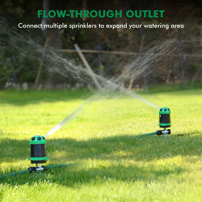 RESTMO Gear Drive Sprinkler with Metal Spike Base, 6-Pattern Multi-Adjustable Lawn Sprinklers for Yard, Heavy Duty Watering System for Garden Plant, Flower Bed and Large Area Watering