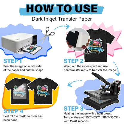 TECKWRAP Printable Heat Transfer Paper for T-Shirts 15 Sheets, 8.3" X 11.7" Printable Heat Transfer Vinyl for Inkjet Printer, Iron on Transfer Paper for Light and Dark Fabric (Matte White)
