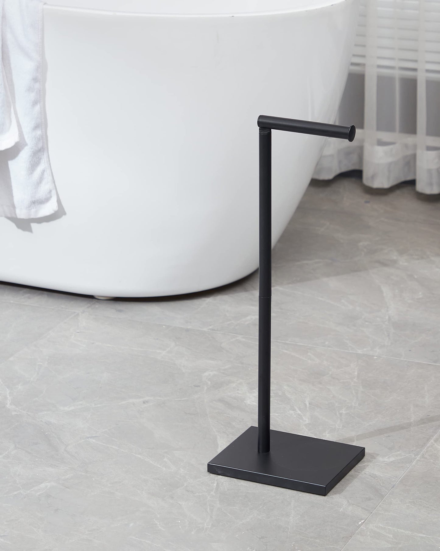 DECLUTTR Black Toilet Paper Holder, Bathroom Toilet Paper Roll Holder Stand with Reserve, Toilet Paper Holder Free Standing with Storage