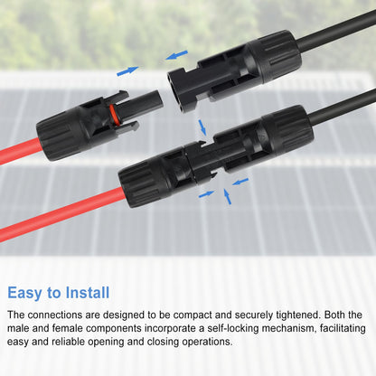 TCEUMIK Solar Panel Y Branch Connectors 1 Pair of 1 to 4 Parallel Connectors 1000V 30A Cable Wire Plug Tool Kit for Connecting Solar Panel(M/FFFF, F/MMMM) Red Black