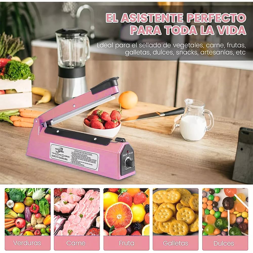 Compact 8-inch Manual Impulse Sealer for Plastic Bags, Quick-Seal Impulse Bag Sealing Machine for PE & PP Plastic with Replacement Kit