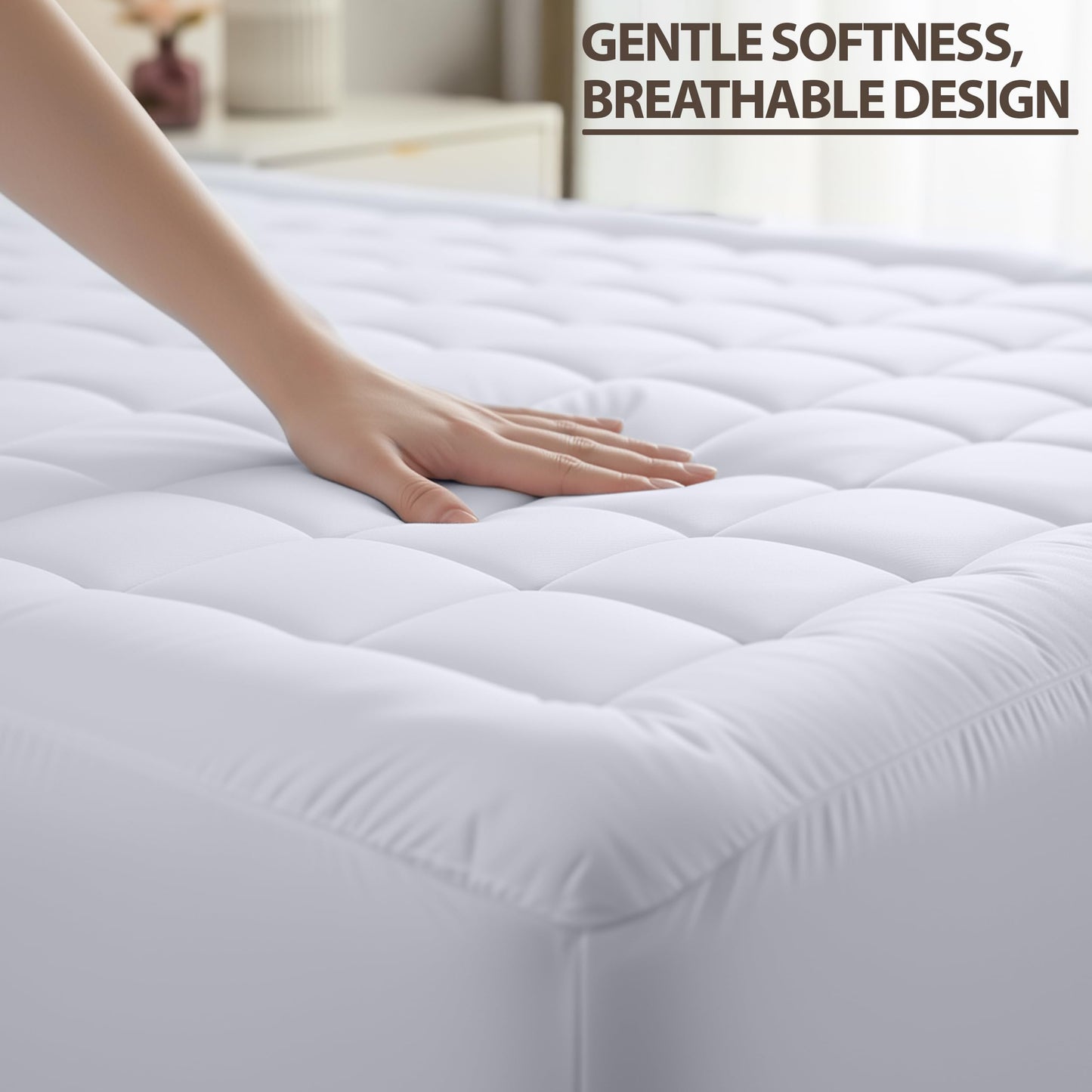 Utopia Bedding Full/Double Mattress Pad, Quilted Fitted Premium Mattress Protector, Deep Pocket Cover Stretches up to 16 Inches, Fluffy Pillow Topper (54x75 Inches, White)