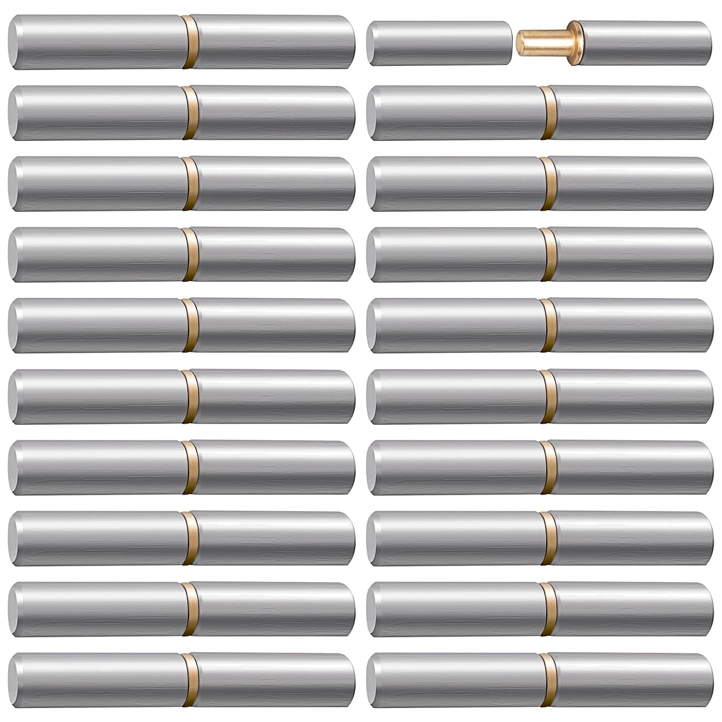 20 Pack Weldable Barrel Hinges, 3-1/8" x 1/2" Weld On Bullet Gate Hinges, Heavy Duty Carbon Steel Hinge, Ball Bearing Detachable Hinge for Gate,Trailer, Ramp, Door, Windows