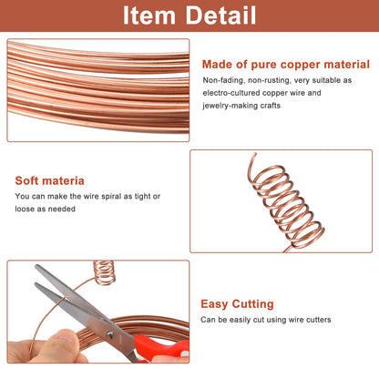uxcell Soft Copper Wire (8 Gauge, 11.5 FT), 99.9% Pure Bare Copper Wire 3mm Solid Craft Wire for DIY Crafting Gardening Decoration (3.5Meter)