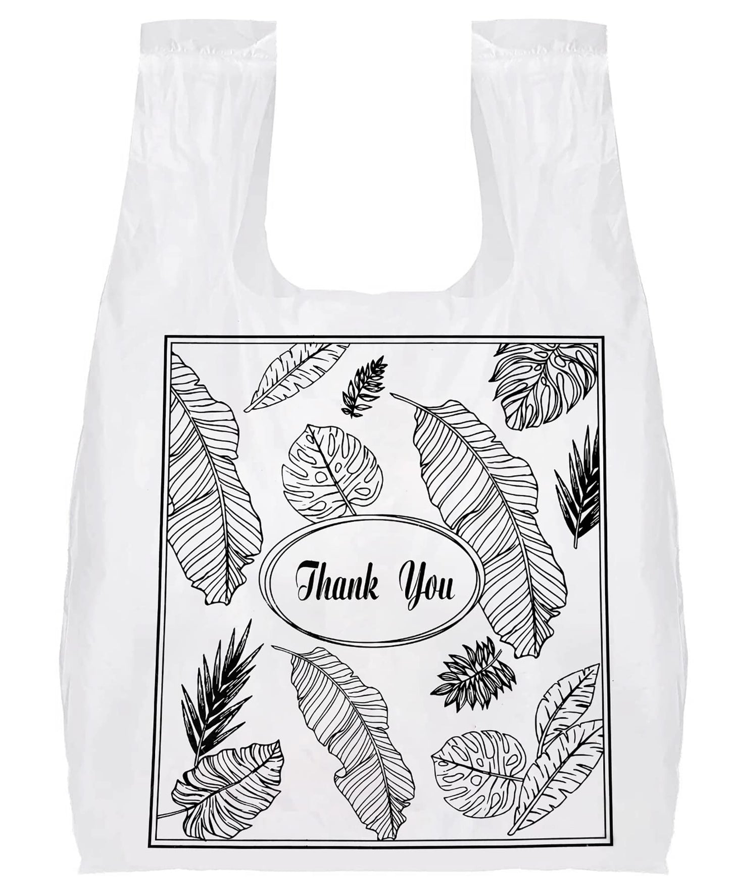 Yesland 500 Pack Plastic Bags with Handles, Clear Thank You Plastic Grocery Bags Shopping Bag, 13 X 7 X 21 Inch Reusable T-shirts Carryout Shopping Bags for Restaurants, Trash