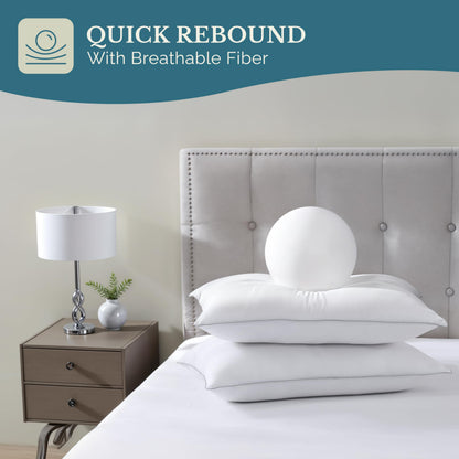 Casa Platino Bed Pillows Standard Size 2 Pack (20x26) - Down Alternative Sleeping Pillows, Hotel Quality, Hypoallergenic & Supportive for Side & Back Sleepers