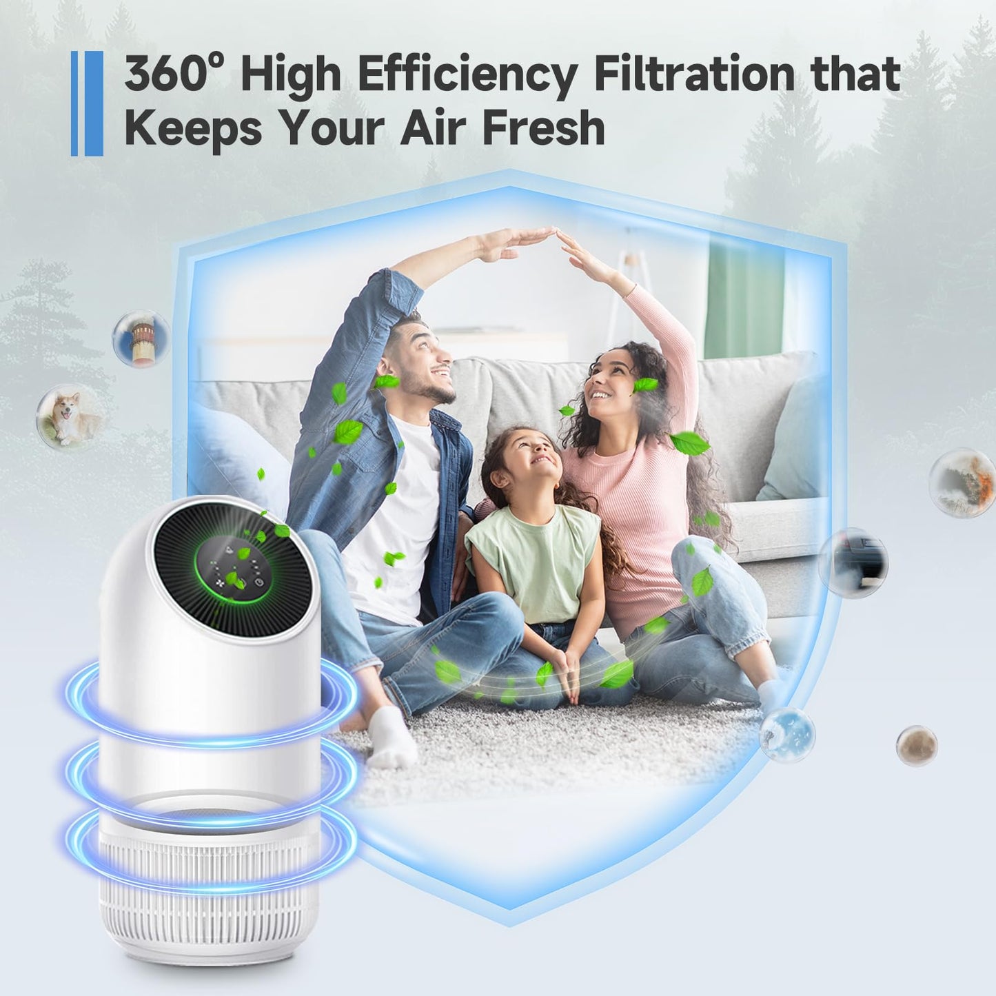 SAKEGDY Fillo Filter Replacement Compatible with Afloia Air Purifier Fillo and Mooka Allo Air Purifier, 3-IN-1 H13 True HEPA Filter, 2 Pack
