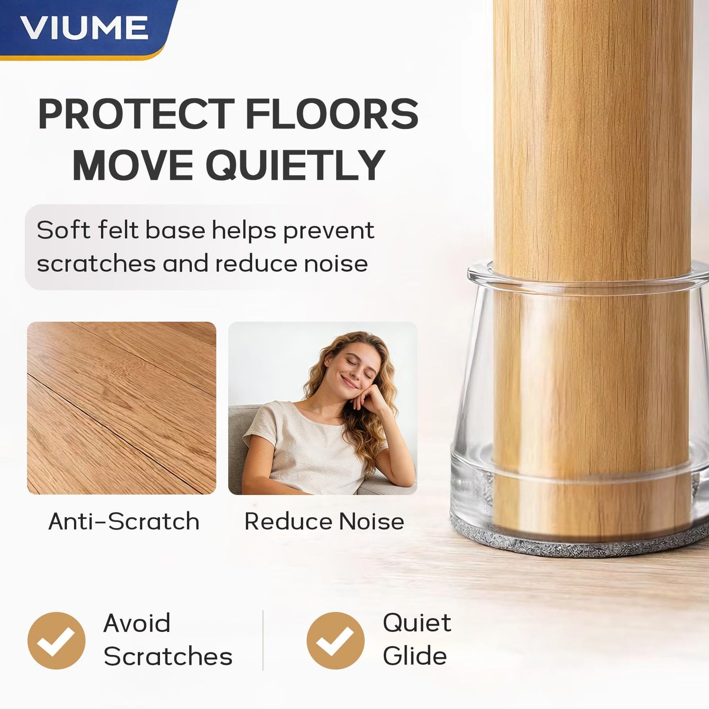 40PCS Chair Leg Floor Protectors Furniture Sliders for Hardwood Floors, Silicone Chair Leg Protectors for Protecting Floors from Scratches and Noise, Clear-Universal Large