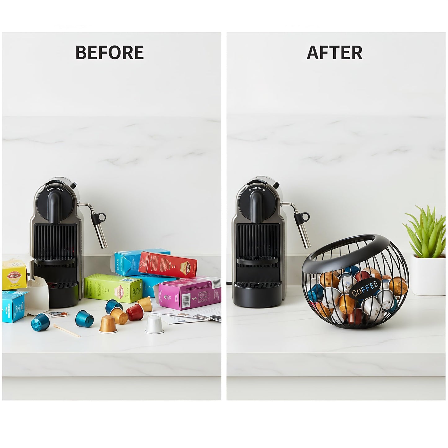 TOPZEA Coffee Pod Holder, Large Capacity K Cup Holder Metal Coffee Capsule Storage Basket, Espresso Pods Organizer for Counter, Bar Station Accessories