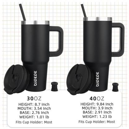 BJPKPK 30oz Stainless Steel Insulated Tumbler with Handle and Lid Straw Travel Coffee Mug Thermal Cup,Black