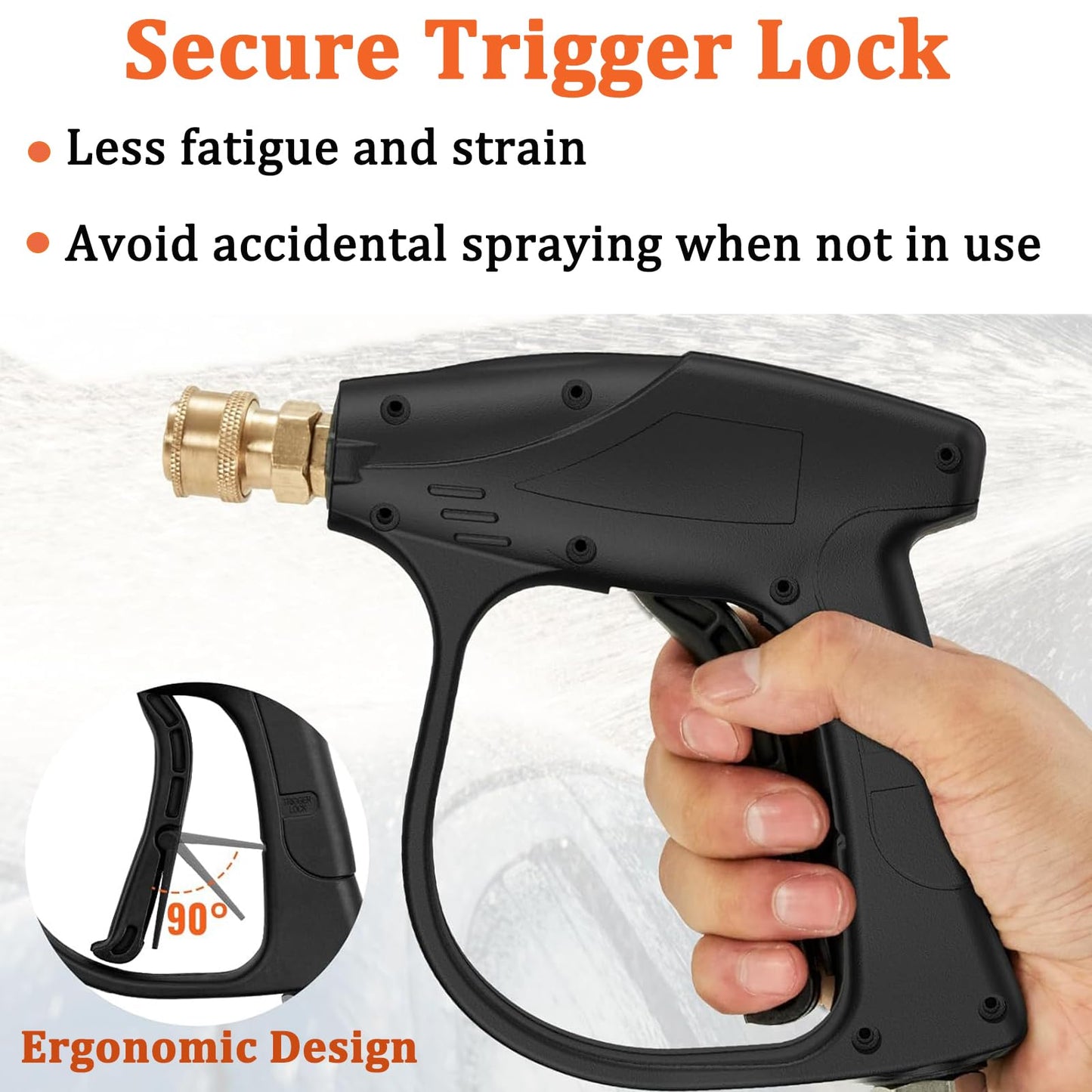 High Pressure Power Washer Gun Kit Pressure Washer Spray Gun with 5 Nozzle Tips M22-14mm/15mm Fitting and 3/8" Quick Connector with 1/4" Quick Connector for Power Washer