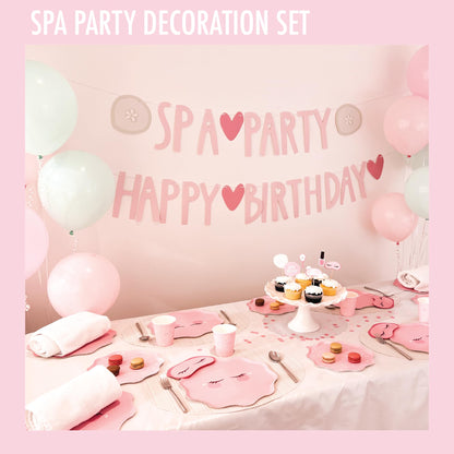 Modern Whimsy 68 pcs Spa Party Decorations | Spa Party Plates, Napkins & Forks | Spa Party Supplies for Girls | Sleepover Party Supplies for Girls | Happy Birthday Banner, Spa Party Banner (Serves 12)