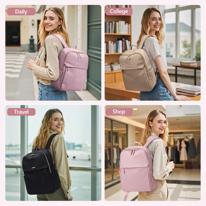 Women Laptop Backpack with Separate Laptop Compartment Fits 14 Inch Notebook Casual Daypack for Work Travel College Backpack Book Bags (Pinkish Purple)