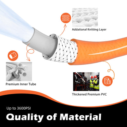 1/4 Pressure Washer Hose 25FT 3600 PSI, Ufixed Power Washer Hose Kink Free High Pressure Hose M22 14MM Solid Brass Fittings Pressur Washer Replacement Hose Light Weight Orange-red