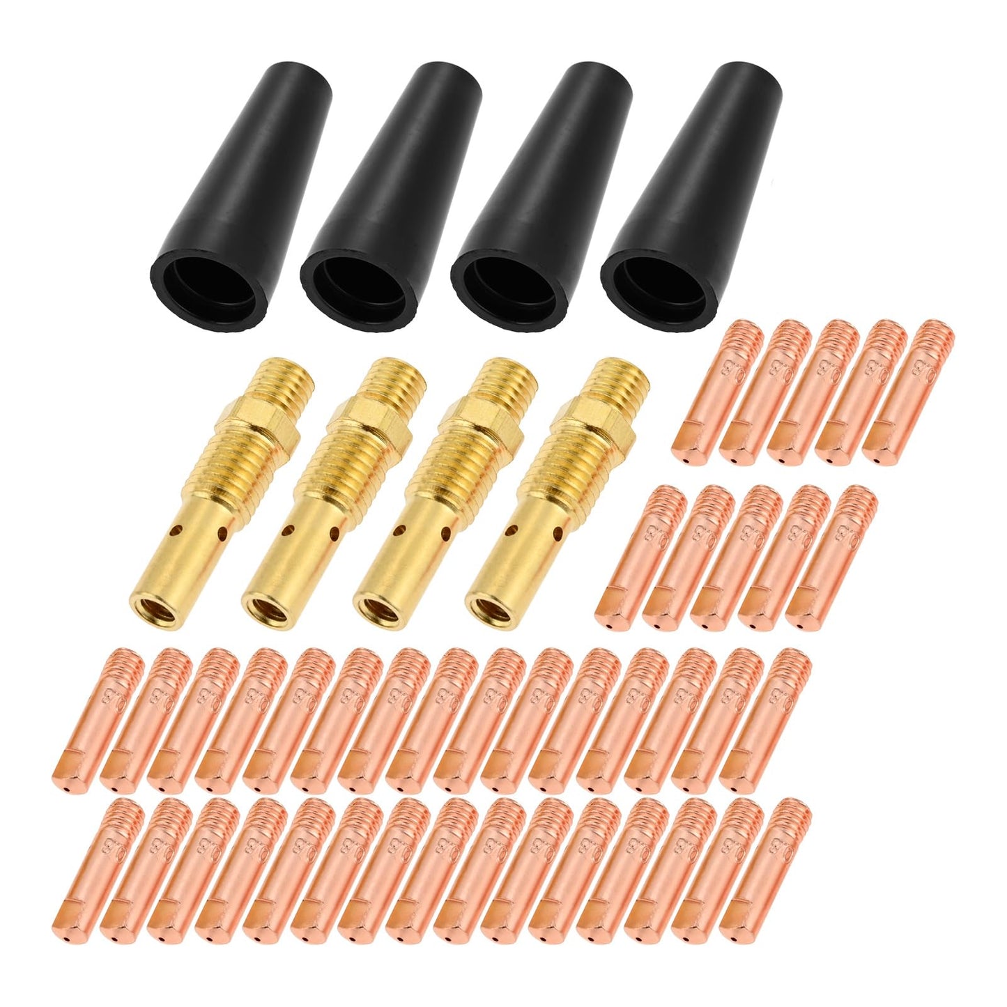 Mtsooning 48PCS Flux Core Gasless Nozzle Tips Kit KP1939-1, 0.035" (0.9mm) Flux Core Welder Gun Welding Mig Contact Tips Gasless Nozzle Gas Diffusers Replacement for Lincoln Magnum 100L & Weld-Pak MIG