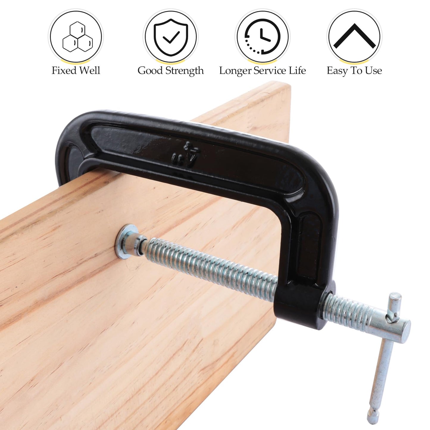 4 PCS 4 Inch C Clamps Set, Heavy-Duty C-Clamps with 4-Inch Jaw Opening, 2-3/4 Inch Throat Depth for Woodworking and Welding