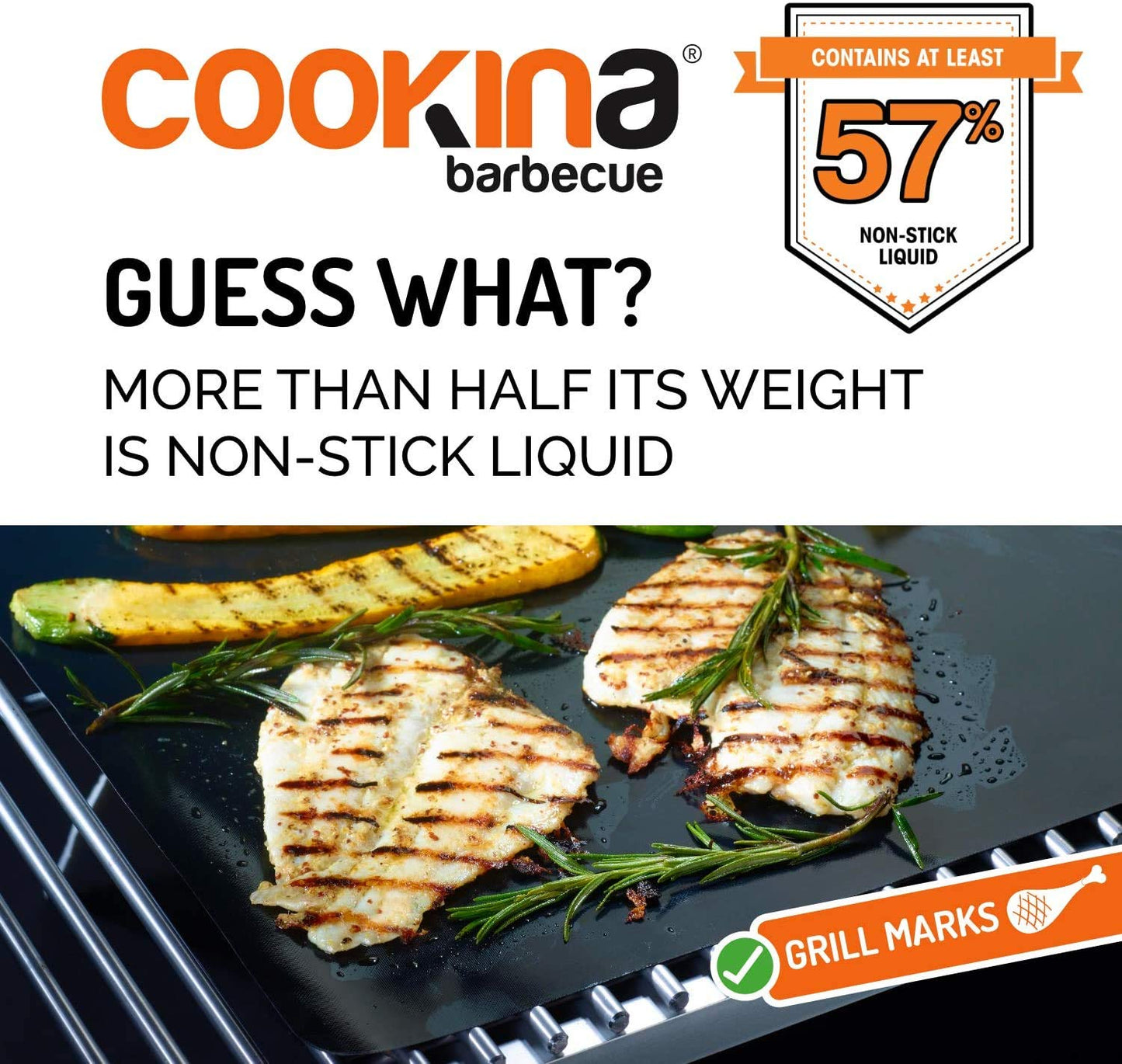 COOKINA BBQ Reusable Grill Mat (Pack of 2) - 100% Non-Stick, Easy to Clean Grilling Sheet for Smokers, as well as Gas, Charcoal and Electric Barbecues