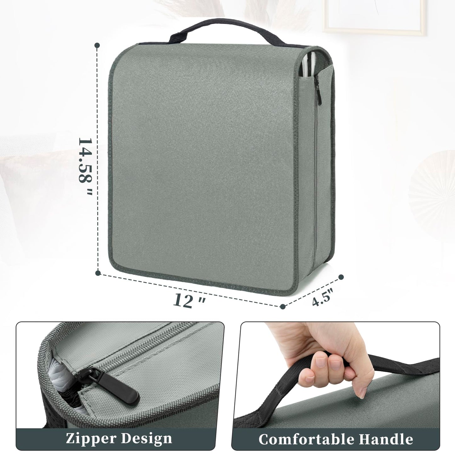 AKOZLIN DVD CD Storage Case with Extra Wide Title Cover Pages Portable Carrying Binder Holder Wallet Album DVD Case Protective Movie Media Storage Organizer 136 Disk Units,68 Booklet Pockets,Grey