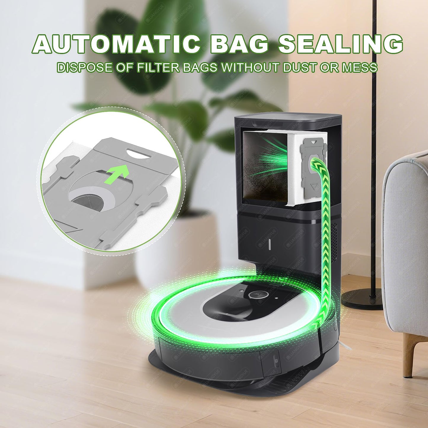 16 Pack Replacement Vacuum Bags for iRobot Roomba Clean Base, Compatible with i7, i7+, i8, i8+, i3, i3+, i4, i4+, i6, i6+, j7, j7+, s9, s9+