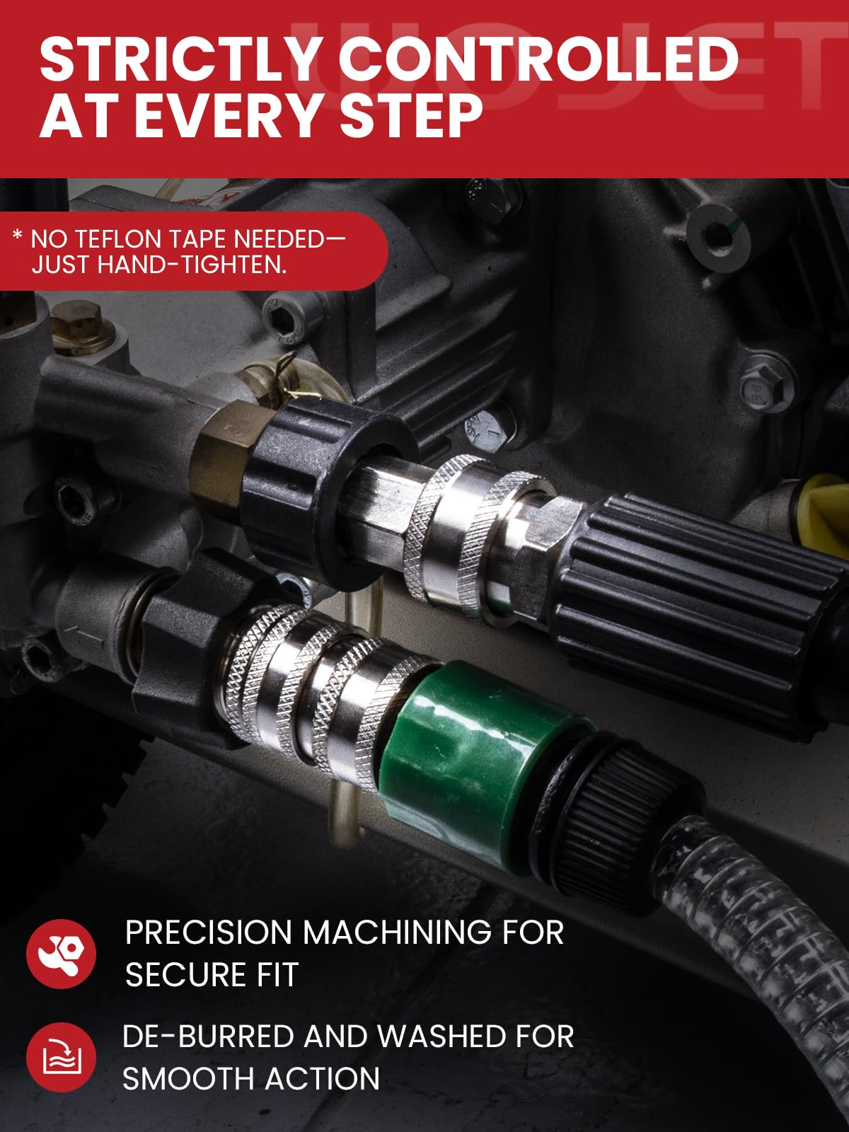 WOJET Pressure Washer Quick Connect Kit, M22 14mm Quick Connect Pressure Washer Fittings, M22 to 3/8 Quick Connect, Garden Hose Quick Connect, Pressure Washer Adapter Set, Stainless Steel Hose Adapter