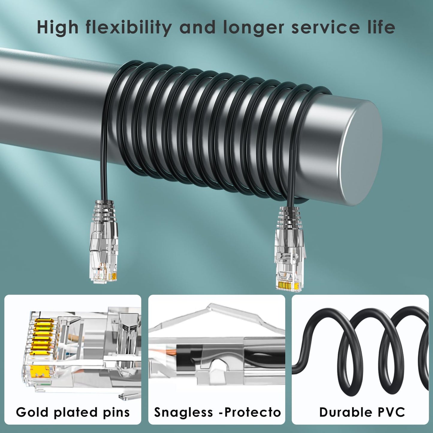 Cat6a Patch Cable 1FT - 24 Pack, Ercielook Cat6a Ethernet Cable, 10Gbps 550Mhz High Speed Network Cable, 28AWG Pure Copper Short LAN Cord for Patch Panel/Network Cabinet - Black