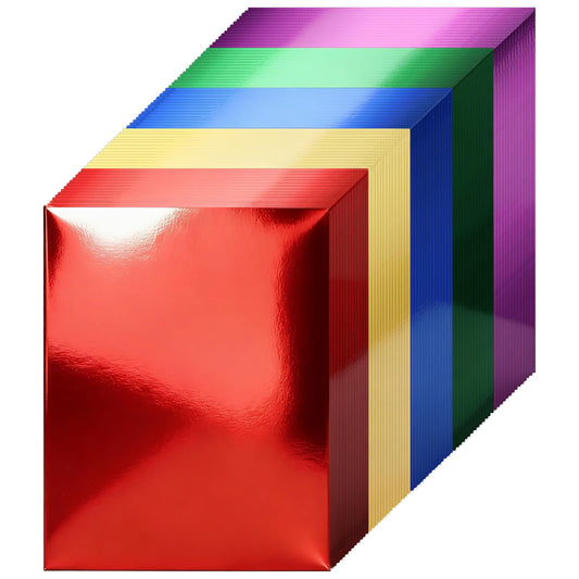 ZEAYEA 120 Sheets Metallic Cardstock Paper, 250 GSM Reflective Mirrored Shimmer Card Stock, 5 Color Paper Foil Board for Crafting, Invitation, Decoration, Card Making, DIY Projects, 8.5 x 11 Inch