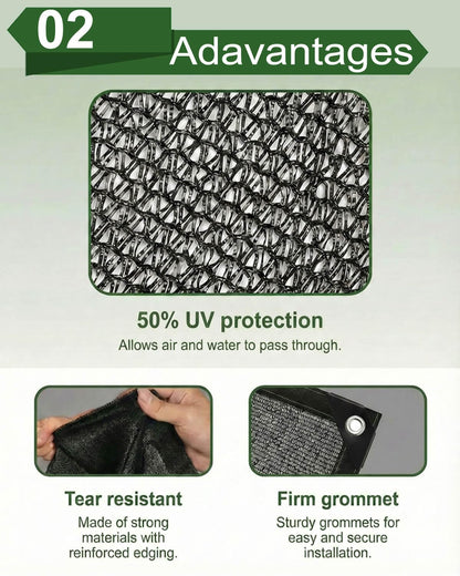vensovo 50% Sunblock Shade Cloth Net Black Resistant - 8x12 Ft Garden Shade Mesh for Plant Cover, Greenhouse, Chicken Coop, Kennels, Tomatoes Plants