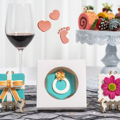 Romantic Baking 100 Pack Individual Pyo Cookies Boxes With Window - 4 3/8" x 4 3/8" x 1 1/5" Small Gift & Mini Donut Boxes