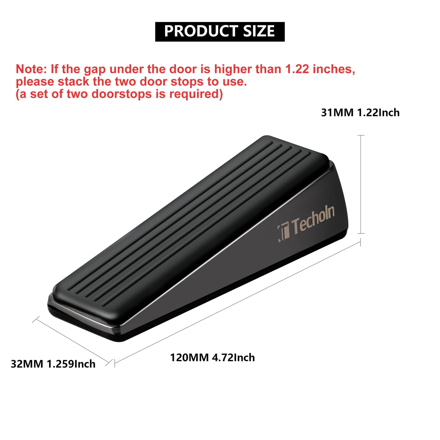 Techoln Door Stoppers, Heavy Duty Door Stop Wedge, Metal Doorstops for All Floor Surfaces (2, Frosted Black)