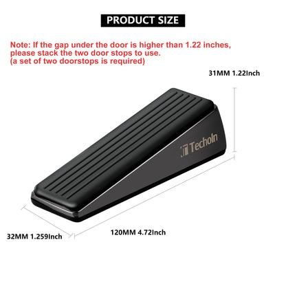 Techoln Door Stoppers, Heavy Duty Door Stop Wedge, Metal Doorstops for All Floor Surfaces (2, Frosted Black)