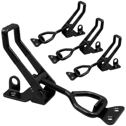 4Pack Adjustable Black Toggle Clamp Latch,(4003) Heavy Duty 1320 lbs Capacity Toggle Latch & Quick Release Metal Pull Latches, Easy to Install for Trunk Jig Smoker Door Tool Boxes