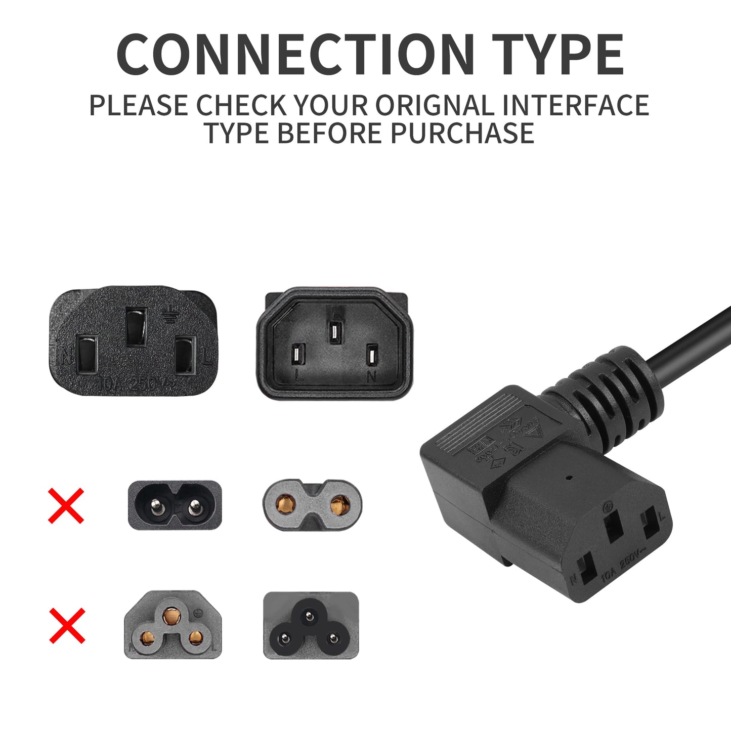 3 Prong Coiled Spiral Power Cord YACSEJAO 18AWG Coiled Spiral NEMA 5-15P Up Angle to C13 AC Power Cable for Computer Plasma TV Printer Monitor (5-15P Up Angle to C13 Left Angle)