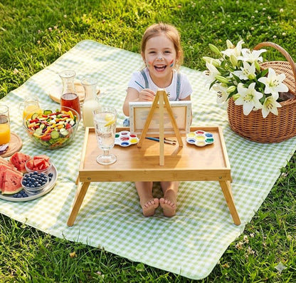 Pipishell Bamboo Bed Tray Table with Foldable Legs, Breakfast Tray for Sofa, Bed, Eating, Working, Used As Laptop Desk Snack Tray