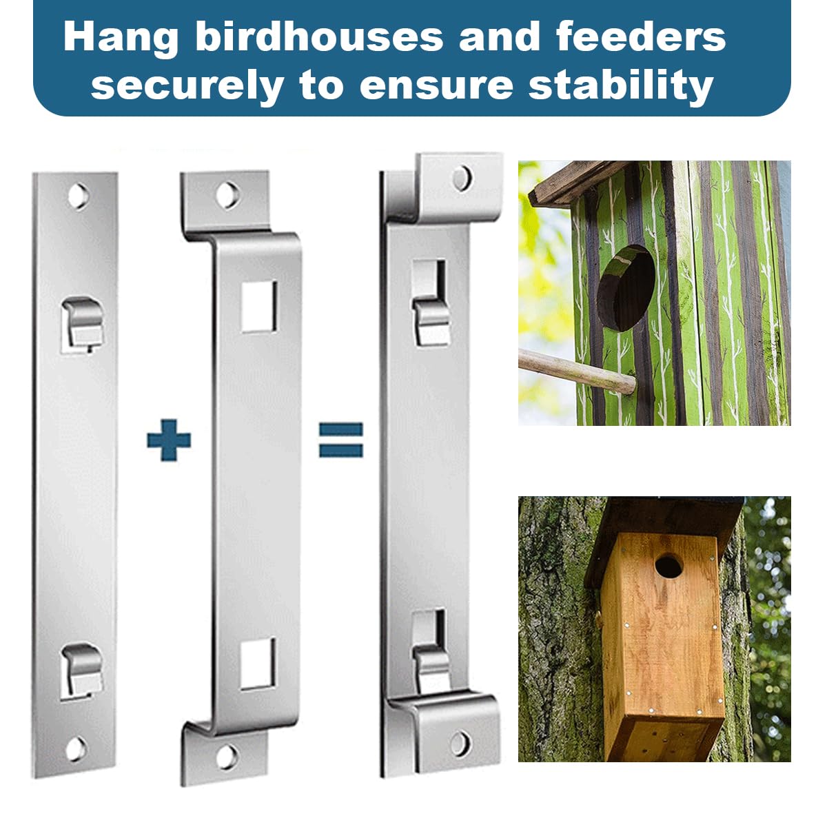 Bird House Hanging Brackets, Galvanized Steel, 4 Sets with Screws, Rust-Proof Mount for Feeders and Nesting Boxes