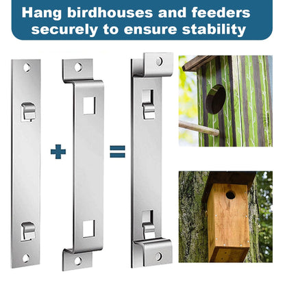 Bird House Hanging Brackets, Galvanized Steel, 4 Sets with Screws, Rust-Proof Mount for Feeders and Nesting Boxes