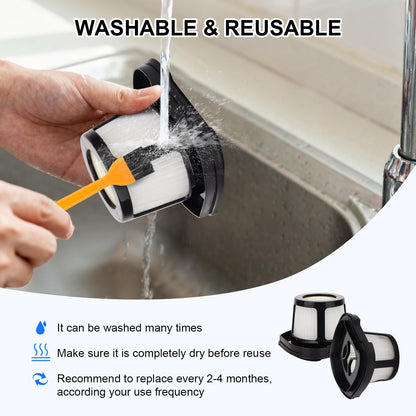 2284W Vacuum Filters for Bissell Pet Hair Eraser Hand Vacuum models 2284W, 2390A, 2390, 2389, 2579, Replace part# 1614212 1614203 1614204 (4 Replacement Filter 6 Foam Filter)