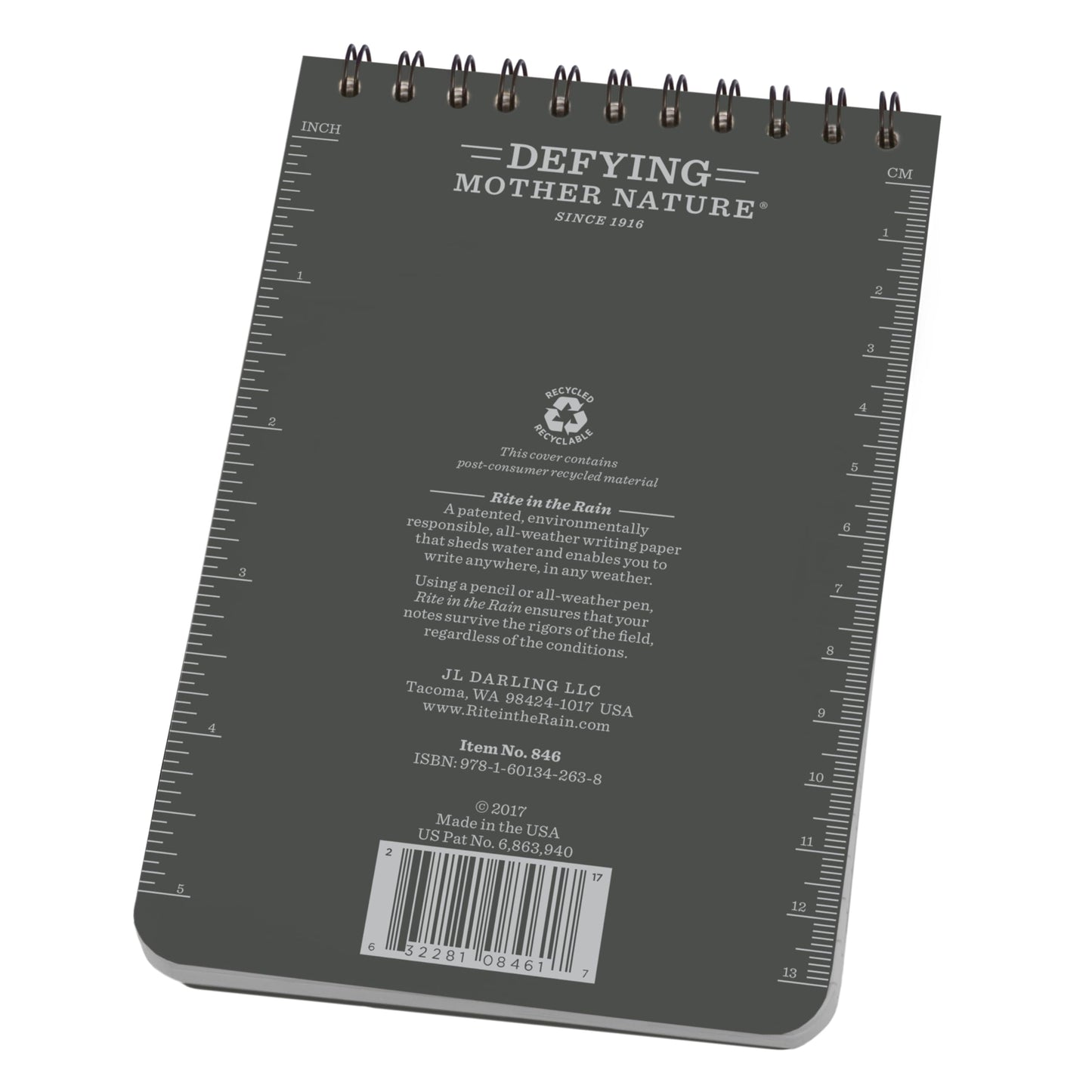 Rite in The Rain Weatherproof Top-Spiral Notebook, 4" x 6", Gray Cover, Universal Pattern, 3 Pack (No. 846-3)