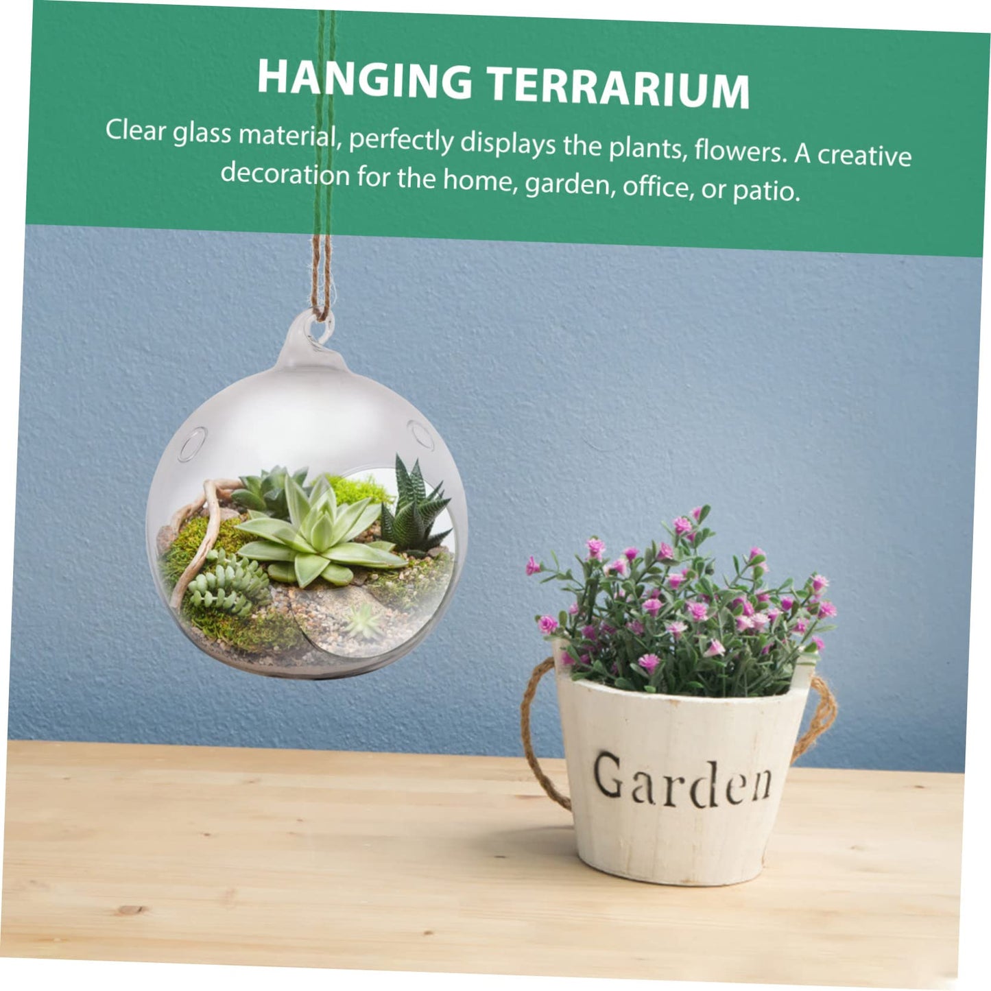 SUPVOX 2-Pack Glass Hanging Vase Terrarium 4.72 Inch Transparent Globe for Indoor Air Plants Home Garden Balcony Decorative Plant Containers