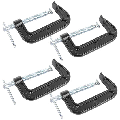 4 PCS 4 Inch C Clamps Set, Heavy-Duty C-Clamps with 4-Inch Jaw Opening, 2-3/4 Inch Throat Depth for Woodworking and Welding
