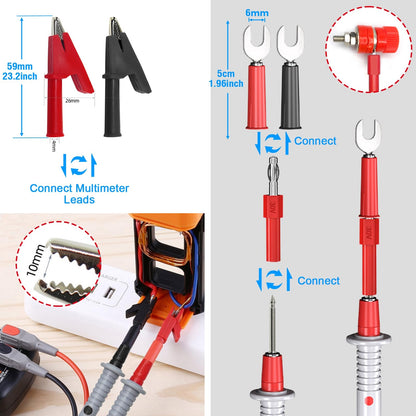 Col-Pary Multimeter Test Leads Set,21PCS Digital Electrical Test Probes Set with Alligator Clips,SMD IC Test Hook Clip,Test Tweezer,Spade Plug,Replaceable Precision Sharp Probes for Multimeter Testing