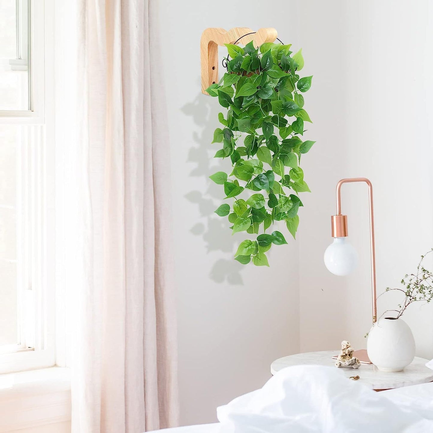 YYBD 2Pcs Plant Wall Hangers Wavy Wooden Plant Hanger Beech Wood Wall Mounted Hanging Plant Hooks Indoor Outdoor Hanging Brackets for Planters Lanterns Flower Bracket Wind Chimes Decoration Hooks