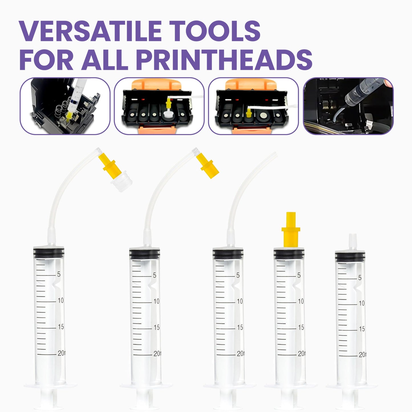 BEST PRINTERS-Print-Head Cleaning Kit HP Epson & Canon - Large High Efficiency 20ml Premium Syringe - 10oz 100ml