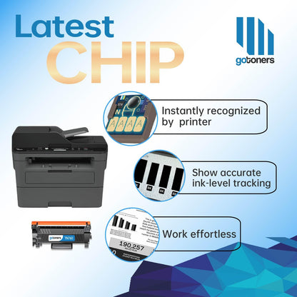 Gotoners TN760 Toner Cartridge for Brother TN-760 TN730 TN-730 Compatible for Brother DCP-L2550DW HL-L2390DW MFC-L2730DW MFC-L2750DW HL-L2370DW Printer (with Chip, 2 Black)
