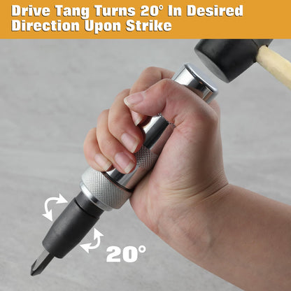 LEONTOOL 3/8 Inch Drive Manual Impact Driver Set Hand Impact Driver Extractor Tool, Reversible Hand Screwdriver Set, with Slotted and Phillips Screwdriver Bits, for Tighten/Rusted Fasteners