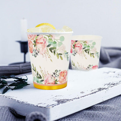 Boosolo Floral Party Supplies paper plates and Napkins Sets for 24 Guest-Include Floral Disposable Paper Plates,Cups,Napkin forr Bridal Shower,Birthday,Wedding,Bachelorette party Supplies