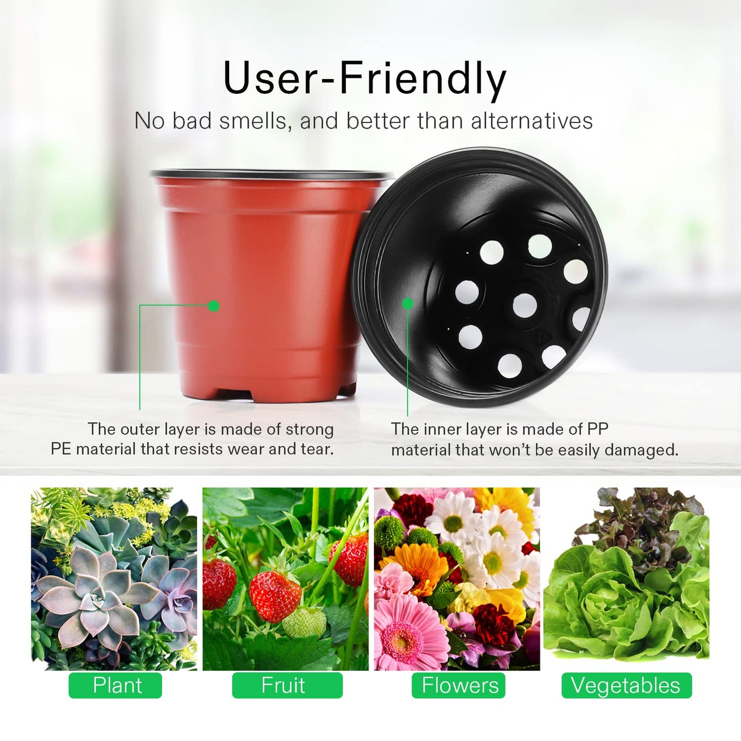 VIVOSUN 50 Pcs 6 Inch Plastic Plant Nursery Pots, Seed Starting Pot, Flower Plant Container for Seedlings, Cuttings, Transplanting