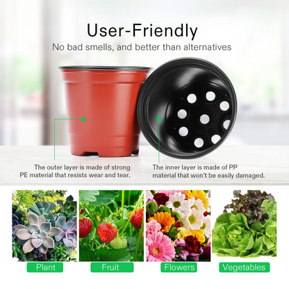 VIVOSUN 50 Pcs 6 Inch Plastic Plant Nursery Pots, Seed Starting Pot, Flower Plant Container for Seedlings, Cuttings, Transplanting