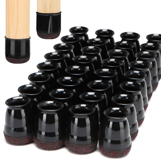 32 PCS Chair Leg Floor Protectors - Extra Small Black Caps for Round Legs (14―19mm / 1/2"―3/4") Anti Scratch
